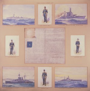 H.M.S. Cardiff, H.M.S. Hood, H.M.S. Queen Elizabeth, H.M.S. Royal Sovereign and Officers in Naval Uniforms by R. and Smith Simkin